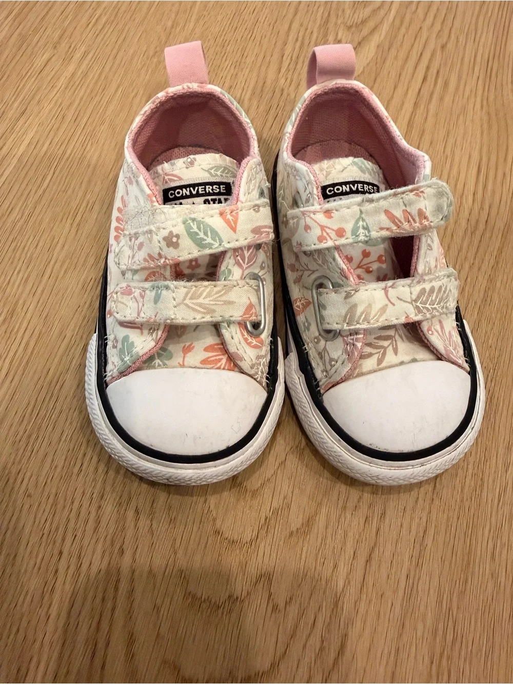 Converse Kids Floral Velcro Sneakers - Pink, Green & White